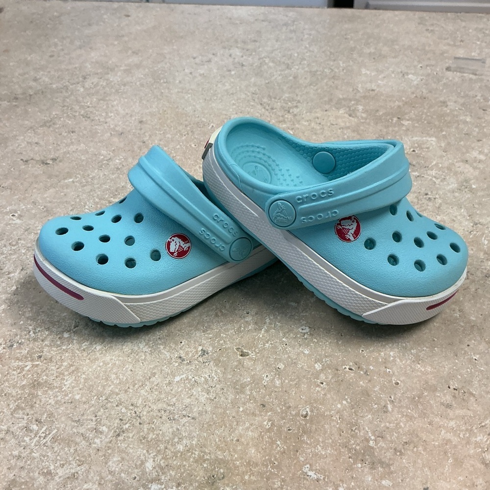 Crocs SZ 4 C 5 Toddler Blue/ White Slip On Crocs